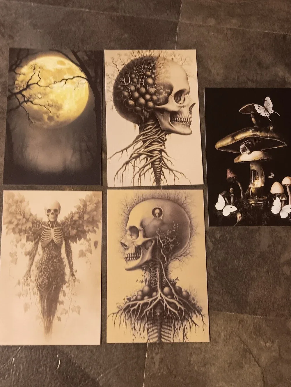 Dark Gothic Postcard Set Of 5, Academia Art Print Correspondence Notes 4x6